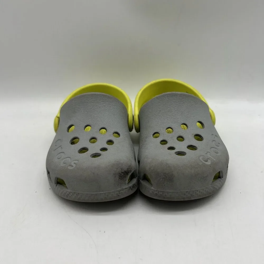 Crocs Toddler Kids Clogs C8 Gray Unisex‎ Electro Back Strap Round Toe